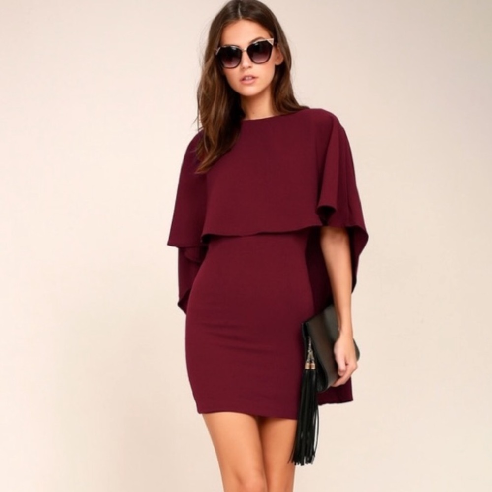 NWOT Burgundy Cape Dress